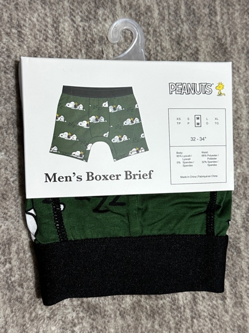 2 Peanuts Green Boxer Briefs with Black Waistband